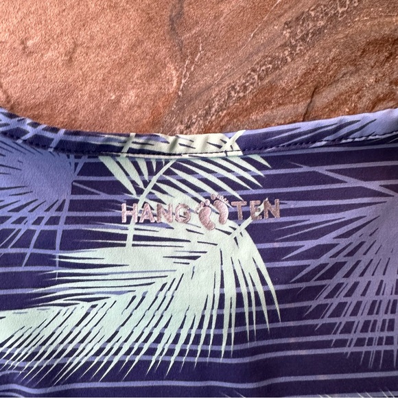 Hang Ten Women's Long Sleeve Rash Guard Blue Stripe Floral Size Small - Picture 4 of 9